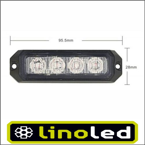 led flitser 4×3 watt amber 12-24 volt afmetingen linoled.nl