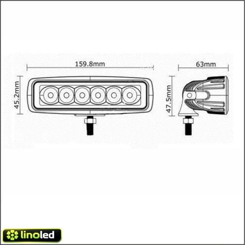 LED lightbar breedstraler - 18W - IP67 - 6000K